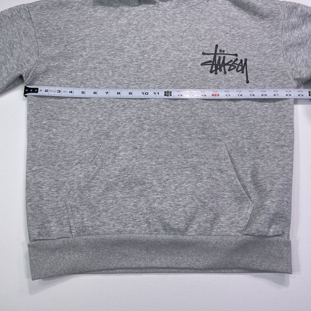 VTG Stussy Hoodie Men’s Medium Grey Graphic Pullover 100% Cotton - Picture 7 of 9